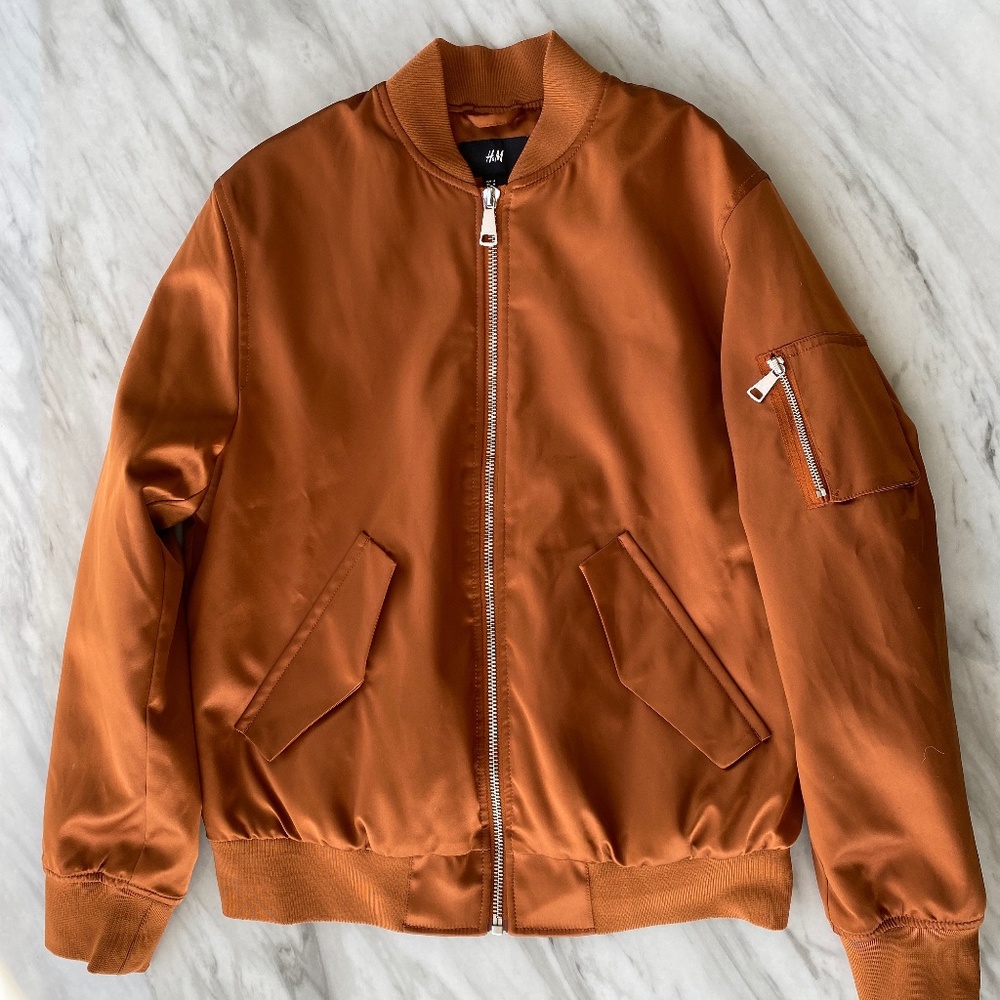 Nylon Bomber Jacket in Rust M